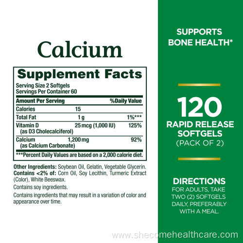 vitamin Bone Health Calcium 1000IU VitaminD3 120 Softgels